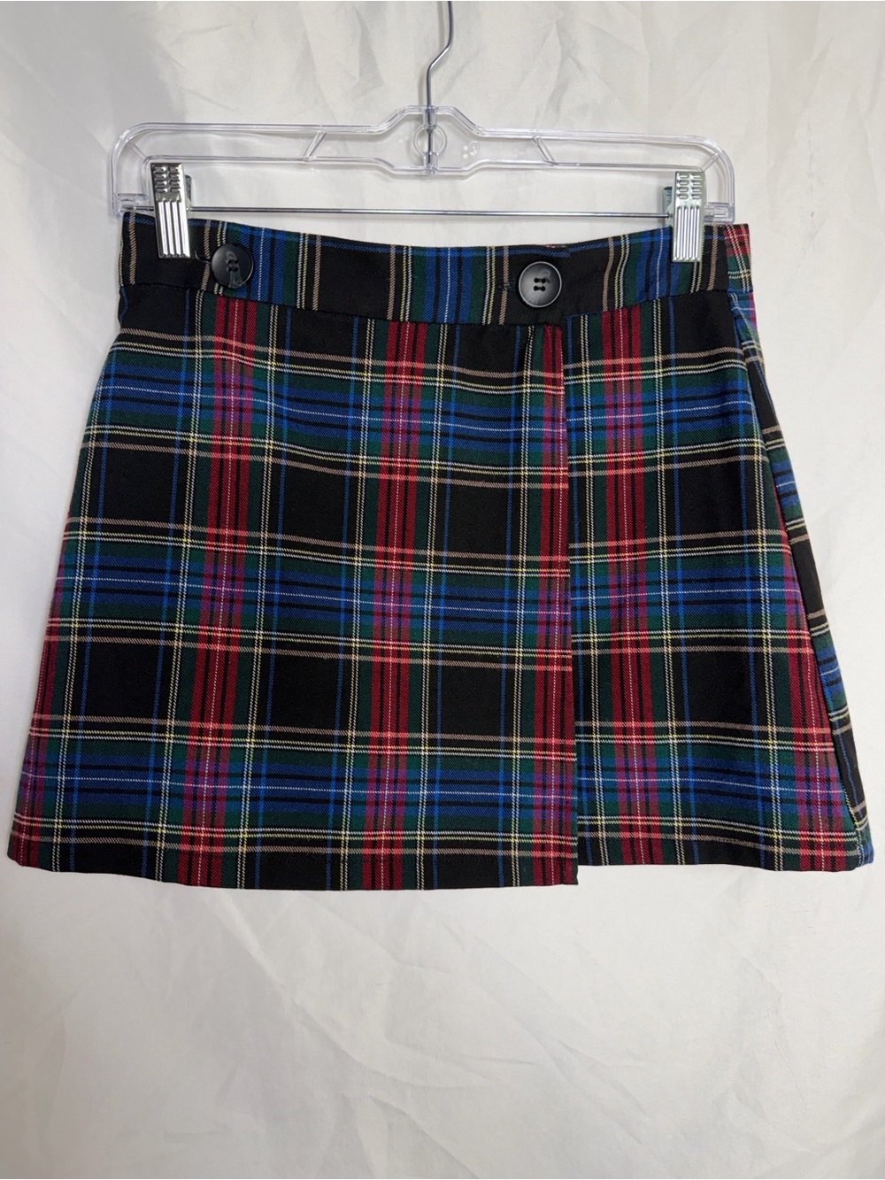 Forever 21 Plaid Wrap Mini Skirt Dark Academia Tartan Pleat Trim Small
